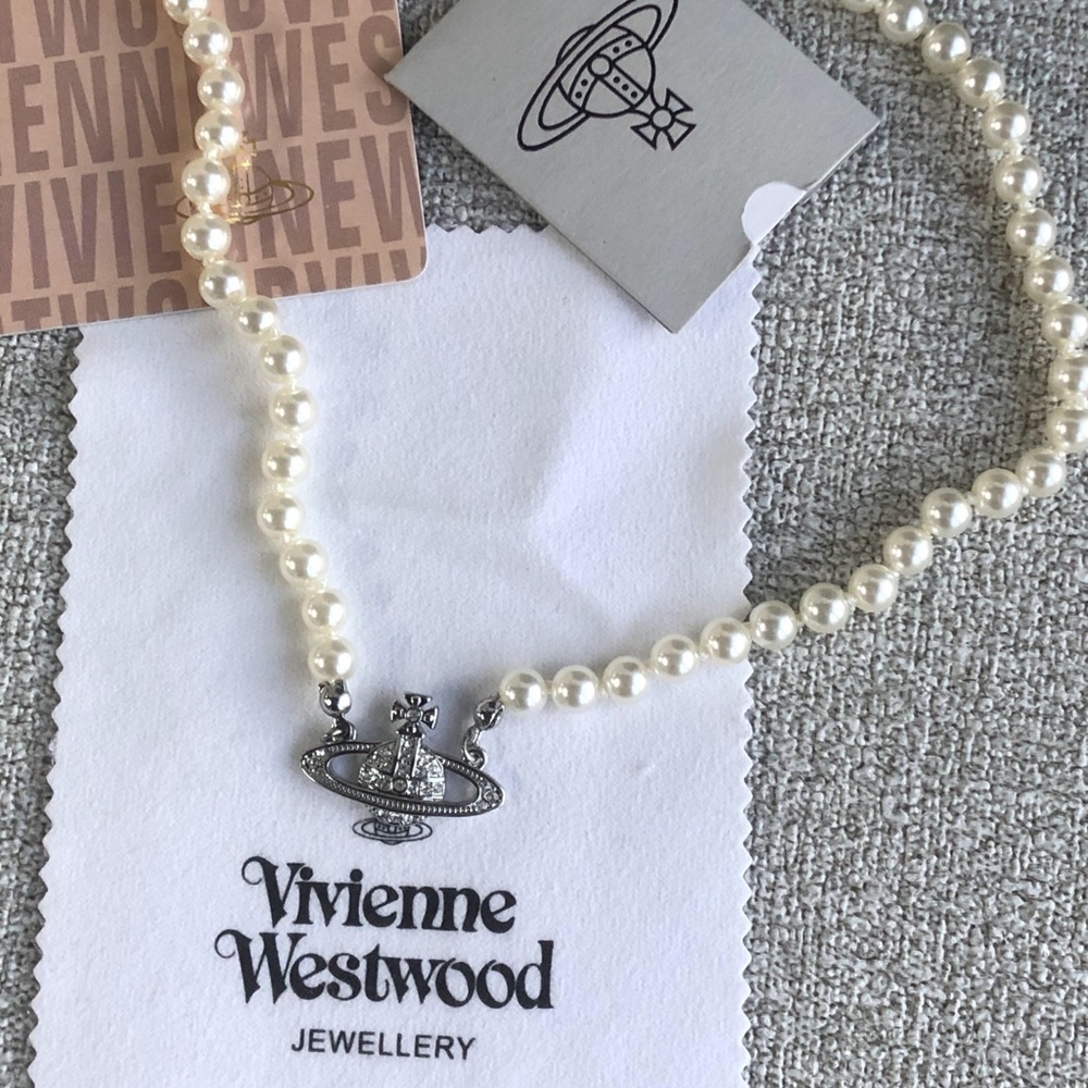 BRAND NEW Vivienne..westwood Silver Orb Pearl Choker Necklace - Picture 3 of 5